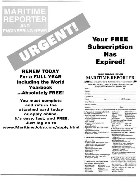Cover of Maritime Reporter, January 2002