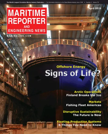 Cover of Maritime Reporter, April 2016