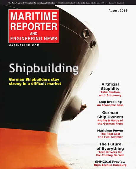 Cover of Maritime Reporter, August 2016