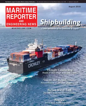 Maritime Reporter cover, August 2018