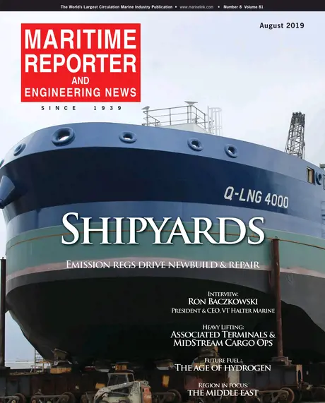 Cover of Maritime Reporter, August 2019